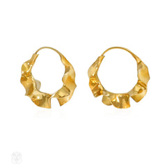 Gold ribbon hoop earrings