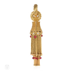 Gold tassel pendant and brooch, Marchak, Paris