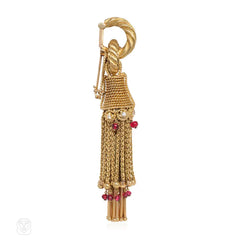 Gold tassel pendant and brooch, Marchak, Paris