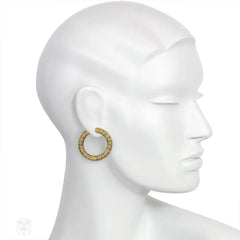 Gold tension hoop earrings, Georges Lenfant