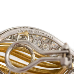Gold wirework and pavé diamond earrings, Oscar Heyman