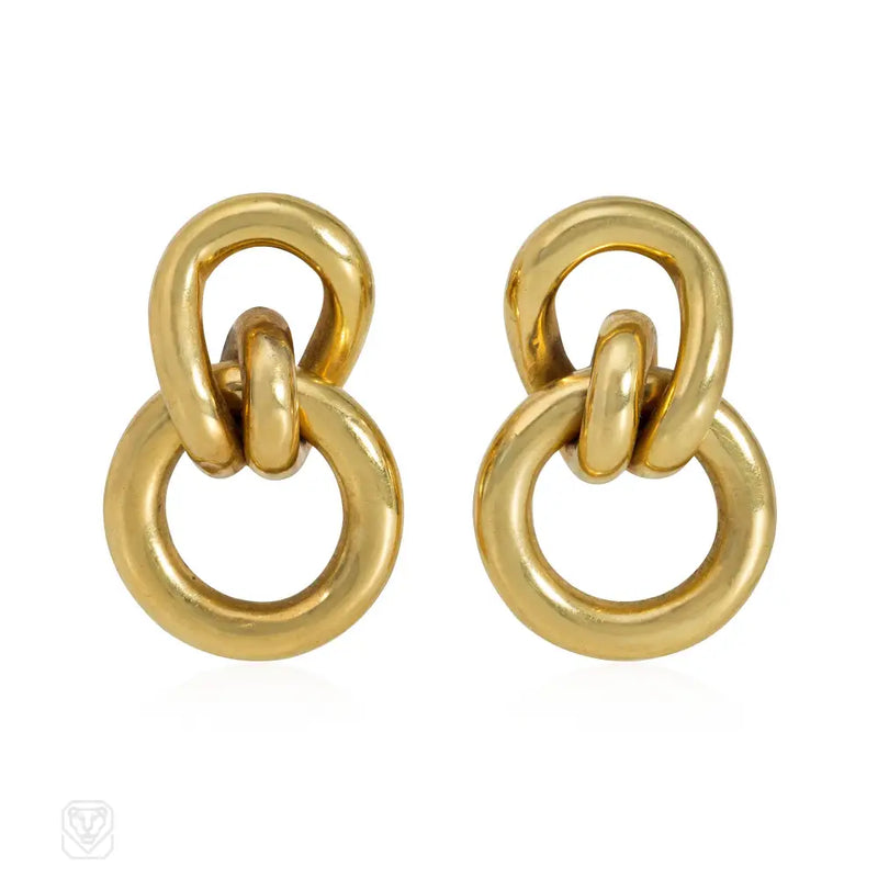 Gucci Estate Gold Double Hoop Knot Earrings