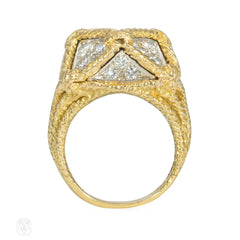 Hammerman Bros. gold and diamond macramé cocktail ring