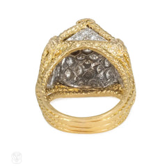 Hammerman Bros. gold and diamond macramé cocktail ring