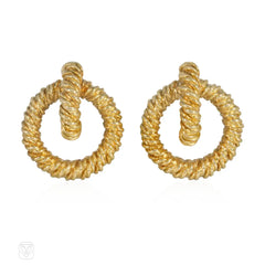 Hermès gold doorknocker hoop earrings