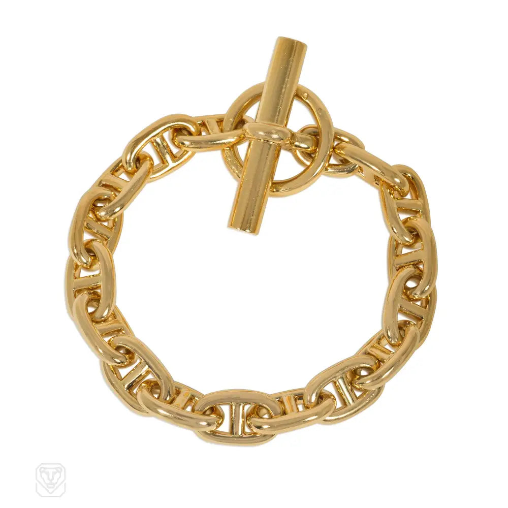 Hermès Paris gold chaine d'ancre bracelet with original box