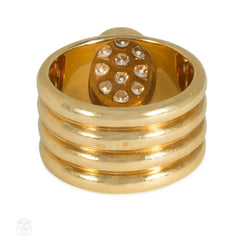 Hermès ribbed gold and diamond ring