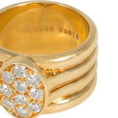 Hermès ribbed gold and diamond ring