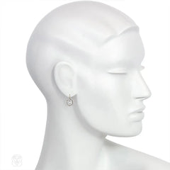 Hexagonal vintage paste earrings