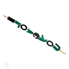 I Love You bracelet in malachite and onyx