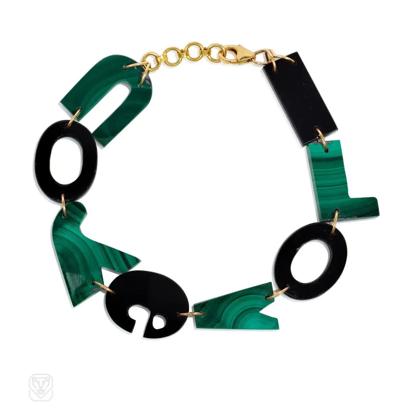 I Love You bracelet in malachite and onyx