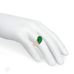 Ilario, Italy emerald and French-cut diamond ring