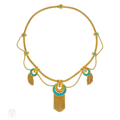 Important Antique French gold and turquoise suite