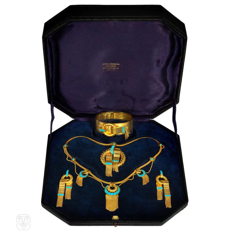 Important Antique French gold and turquoise suite