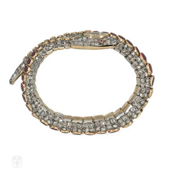 Important antique multigem snake bracelet