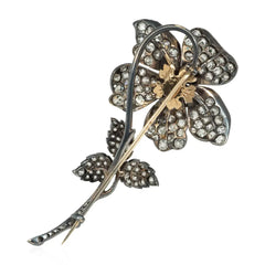 Important antique old-mine-cut diamond flower brooch
