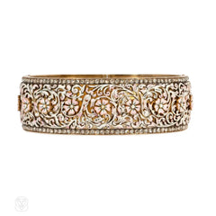 Important French Antique enamel flower bracelet