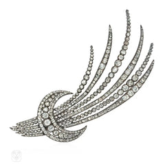 Important Georgian en tremblant diamond aigrette brooch