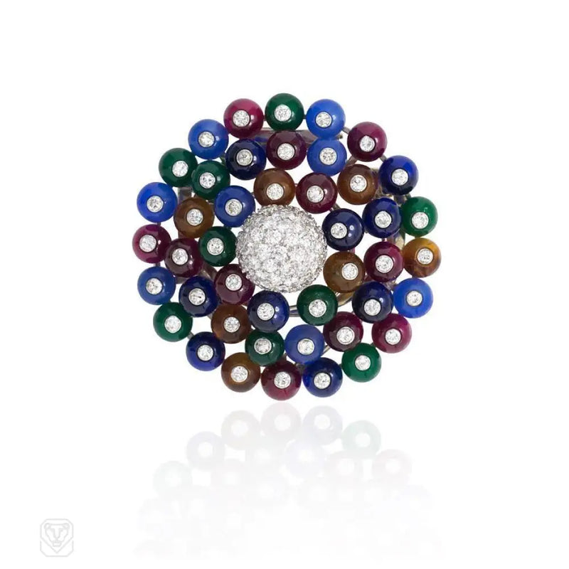 Important Paul Flato Multi - Gem And Diamond Brooch