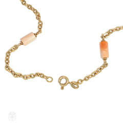 Italian coral and gold chain necklace