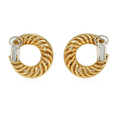Italian fancy cut diamond and gold hoop earclips