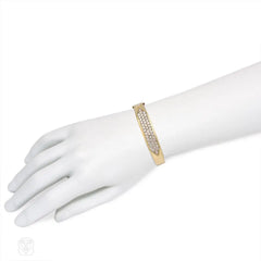Italian geometric gold and diamond bracelet
