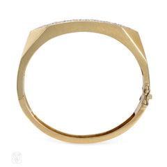 Italian geometric gold and diamond bracelet