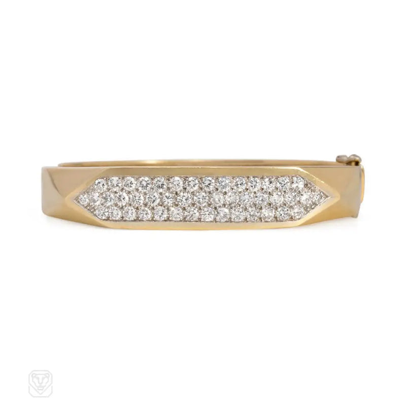 Italian Geometric Gold And Diamond Bracelet