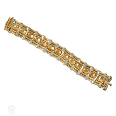 Italian gold and diamond faceted paillette bracelet