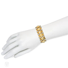 Italian gold and diamond faceted paillette bracelet