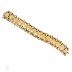 Italian gold and diamond faceted paillette bracelet