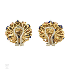Italian mid-century angel skin coral and lapis earrings