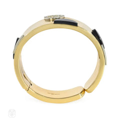 Italian onyx, diamond, and gold cuff bracelet