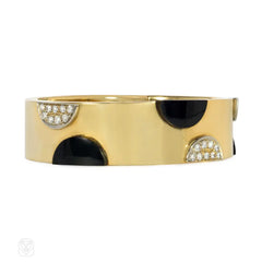 Italian onyx, diamond, and gold cuff bracelet