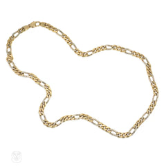 Italian two-color gold figaro link necklace