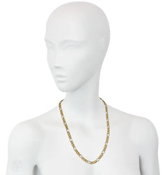 Italian two-color gold figaro link necklace