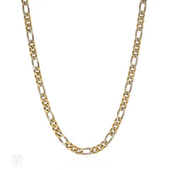 Italian two-color gold figaro link necklace