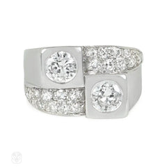 Juxtaposed French Art Deco diamond ring