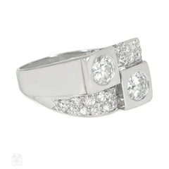 Juxtaposed French Art Deco diamond ring