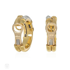 Kutchinsky 1970s gold and diamond hoop earrings