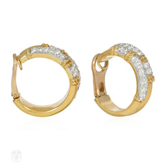 Kutchinsky 1970s gold and diamond hoop earrings