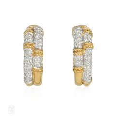 Kutchinsky 1970s gold and diamond hoop earrings