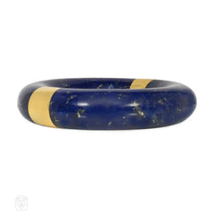 Lapis and gold bangle bracelet