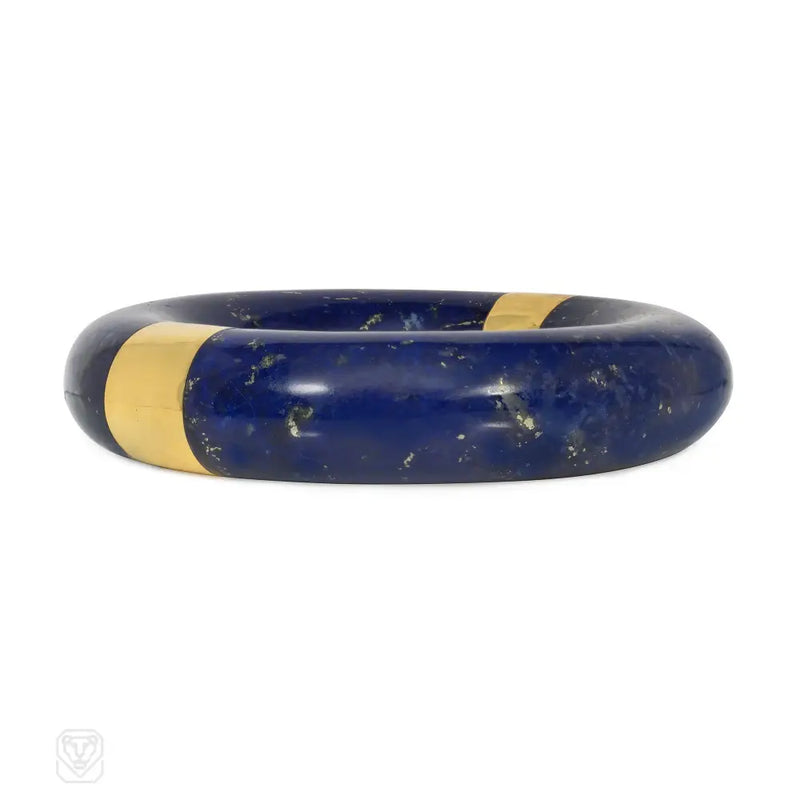 Lapis and gold bangle bracelet
