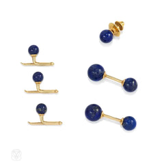 Lapis and gold cufflinks and studs dress set, Tiffany