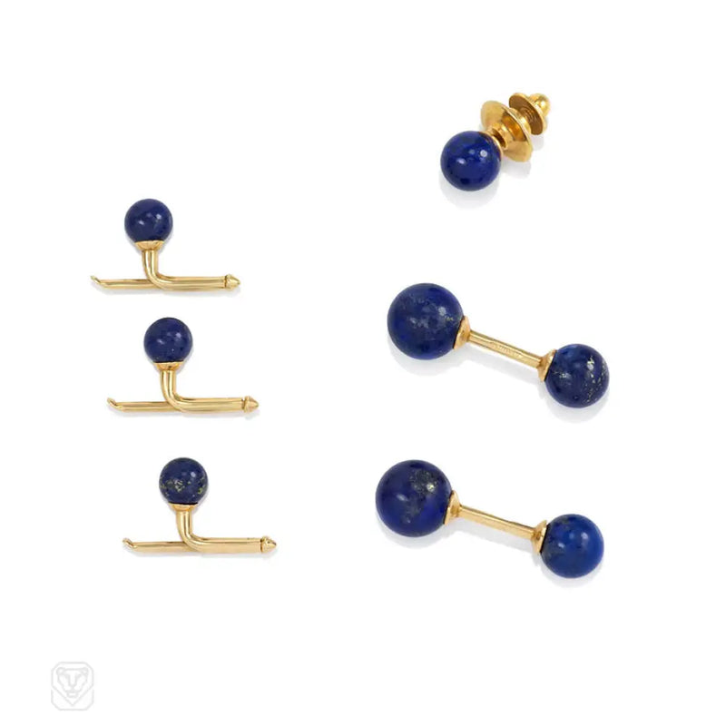 Lapis And Gold Cufflinks Studs Dress Set Tiffany