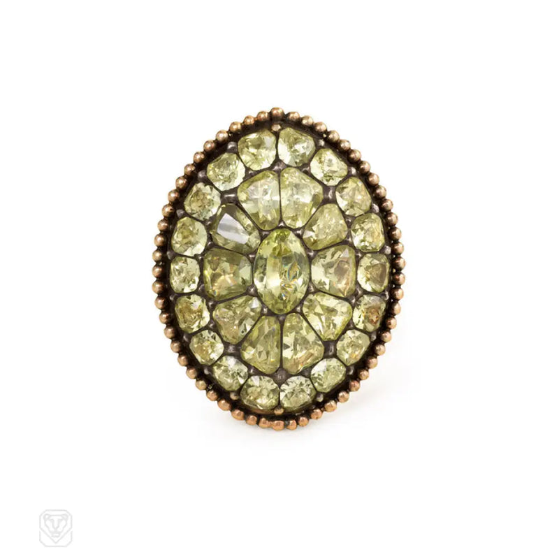 Large Antique - Style Chrysoberyl Cluster Ring