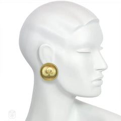 Large Florentine finish bombé clip earrings, Buccellati