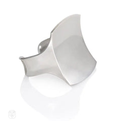 Large sterling silver cuff with concave top