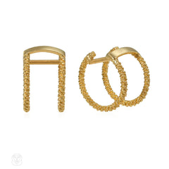 Laykin et Cie 1950s diamond and gold hoop earrings